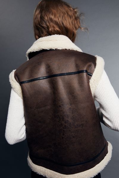 Teddy-fleece-lined Vest - Dark brown - Ladies | H&M US | H&M (US + CA)