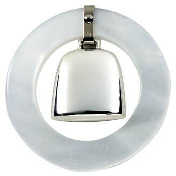 Sterling Silver Teether Ring Baby Rattle - White | The Horseshoe Crab