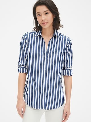Fitted Boyfriend Stripe Shirt | Gap US