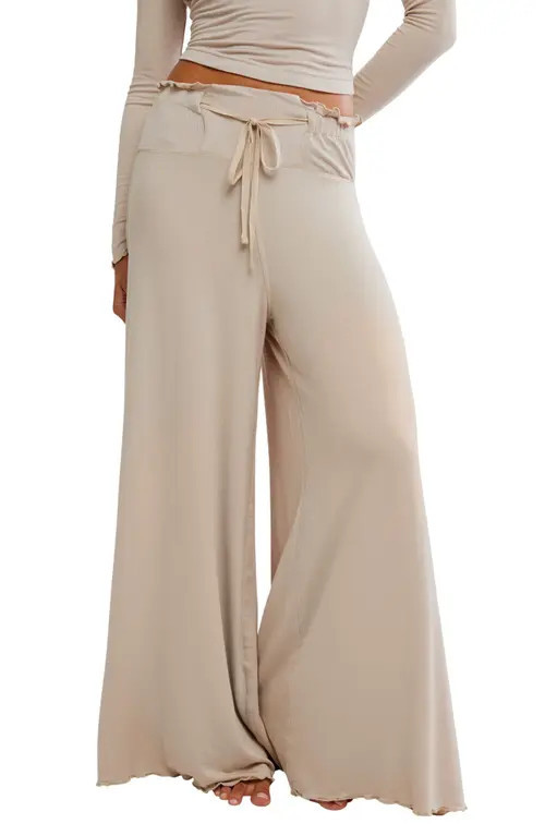 Free People Dream State Wide Leg Lounge Pants in Oatmeal Heather at Nordstrom, Size X-Large | Nordstrom