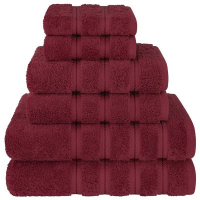 American Soft Linen 6 Piece Towel Set, 100% Cotton Bath Towels for Bathroom, Bordeaux Red | Target