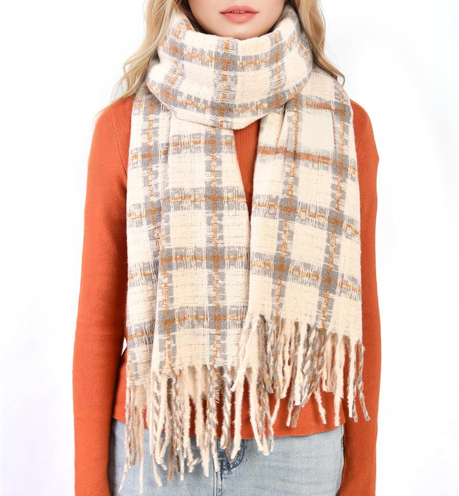 Trifabricy Winter Scarfs for Women, Long Blanket Scarf, Fashion Cashmere Feel Plaid Scarf, Chunky... | Amazon (US)