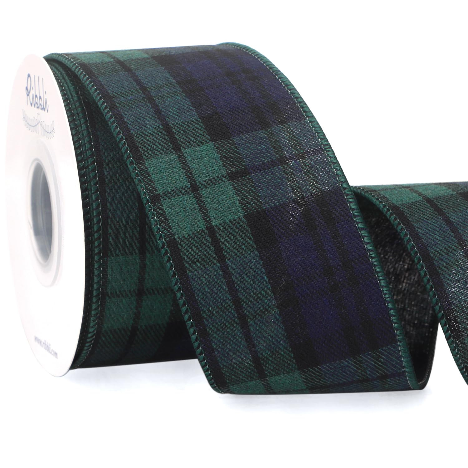 Ribbli Christmas Plaid Wired Ribbon, Black Watch Tartan Scottish Plaid Ribbon 2-1/2 Inch x Contin... | Amazon (US)