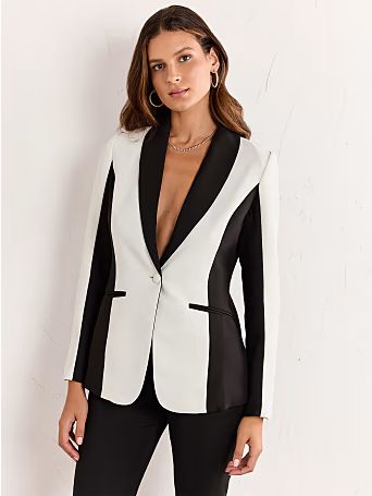 Black & White Colorblock Blazer - Fate - New York & Company | New York & Company