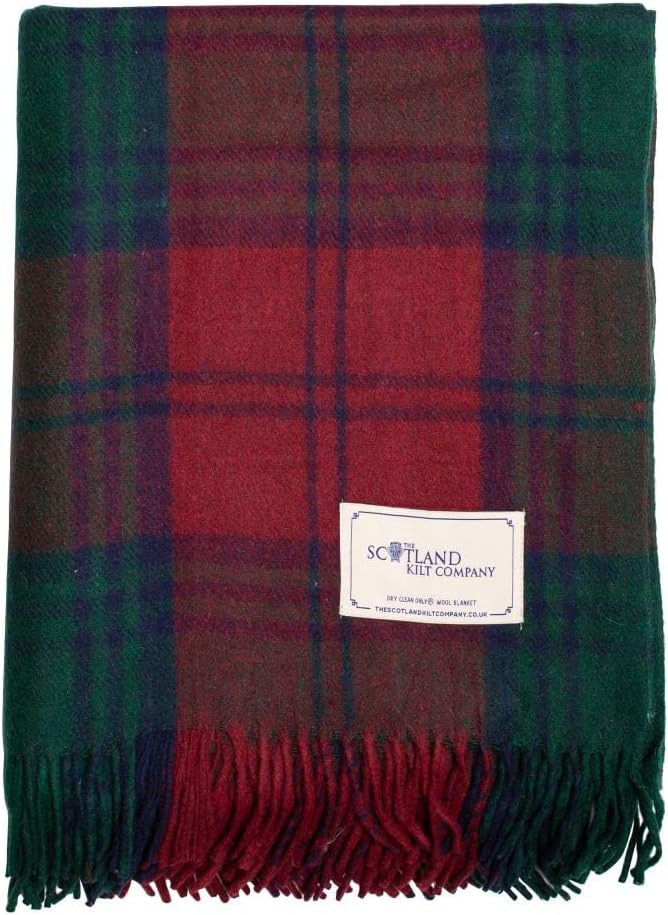 Picnic Rug Scottish Tartan Throw in Lindsay - Warm 100% Wool Travel Blanket with Fringed Edges - ... | Amazon (US)