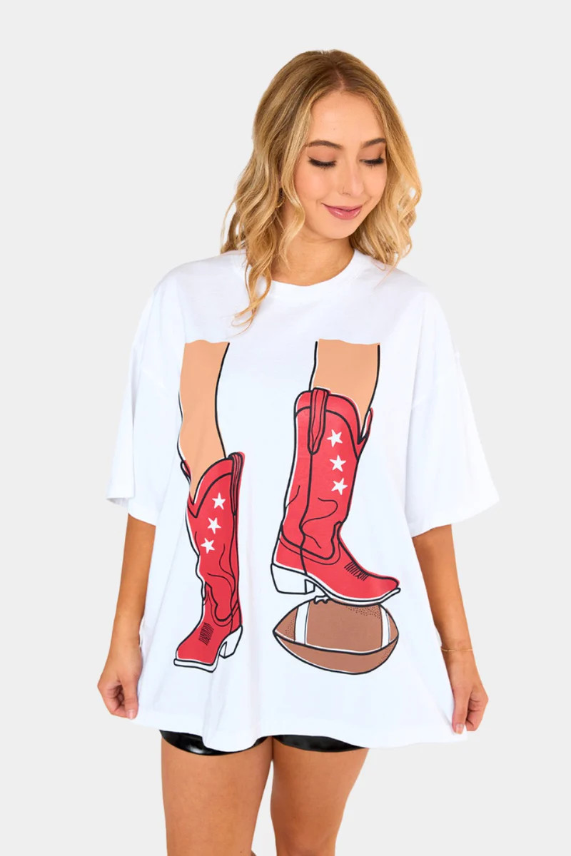 BuddyLove | Marshall Oversized Graphic Tee | Football Boots Red | BuddyLove