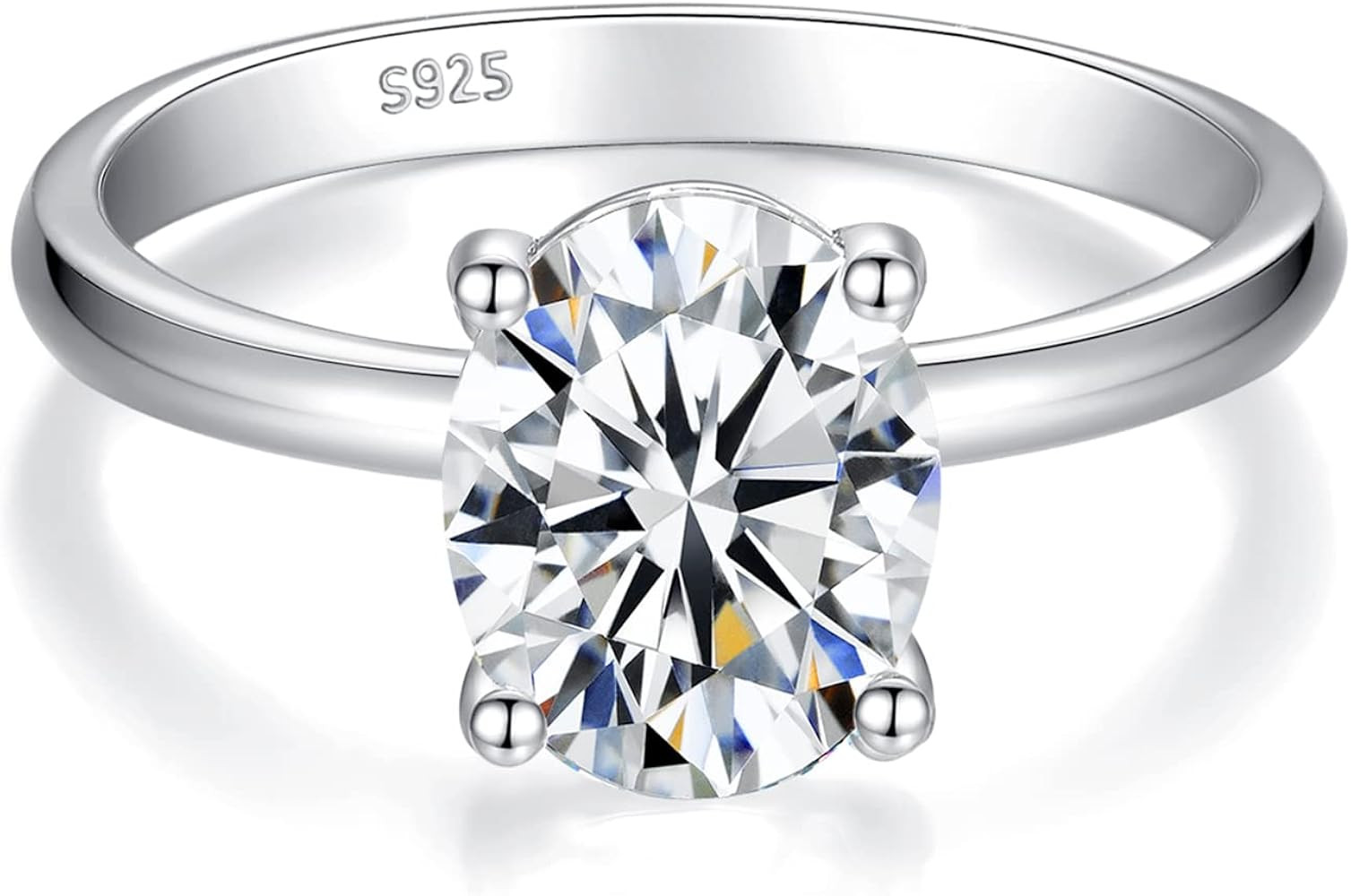 IMOLOVE Solitaire Moissanite Engagement Ring, 1CT D Color VVS1 Clarity, 925 Sterling Silver with ... | Amazon (US)