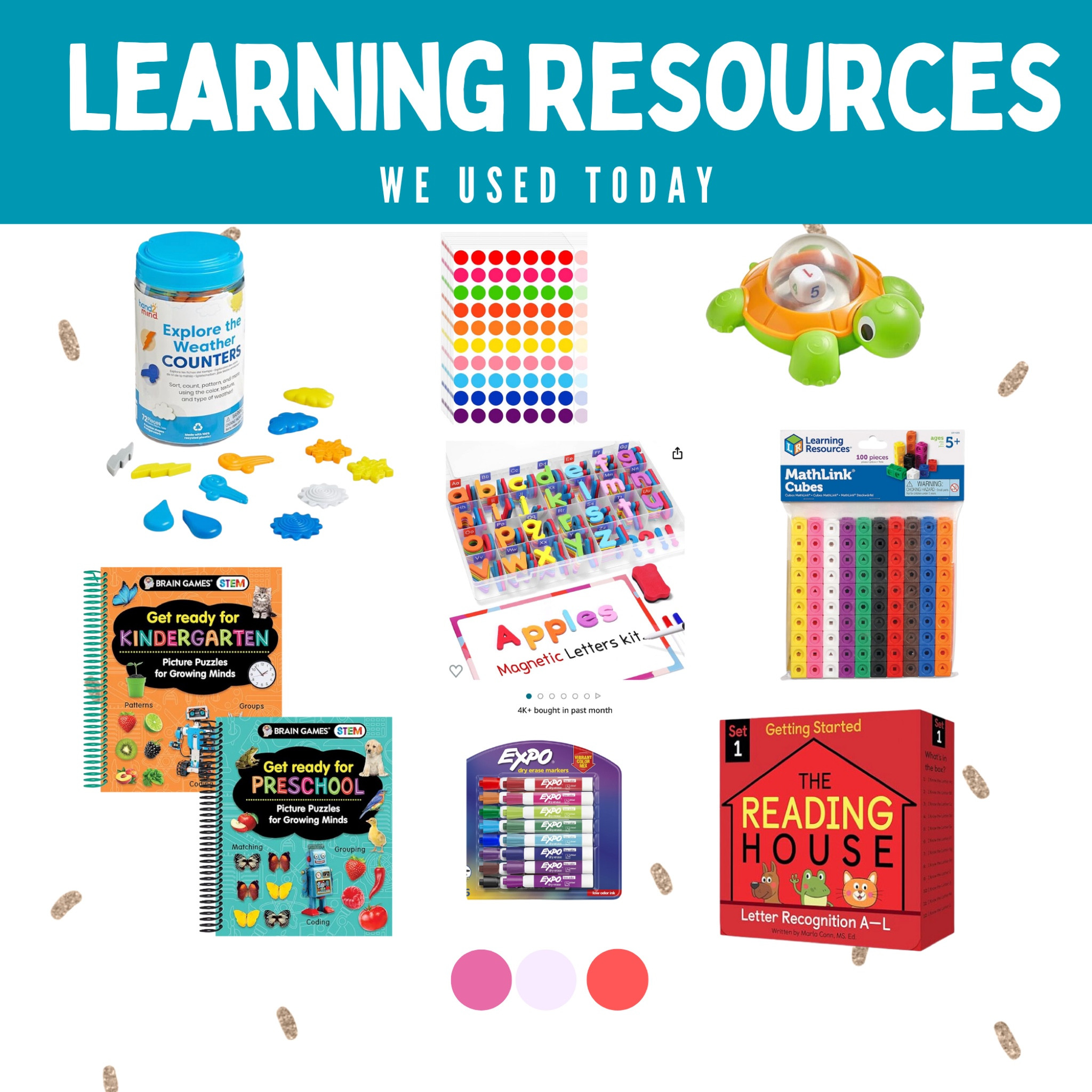 Today’s learning adventures: We practiced our letters, explored the weather using fun play dough mats and shape counters, and wrapped it all up with a little math practice! ☀️🌧️🌈 Learning through play makes every day brighter! 

#LTKKids #LTKSeasonal #LTKFamily