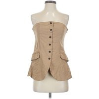 Universal Thread Sleeveless Button Down Shirt: Tan Tops - Size Small | ThredUp (US)