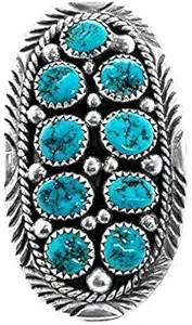 Amazon.com: Genuine Kingman Turquoise Statement Ring, Sterling Silver, Authentic Navajo Native Am... | Amazon (US)