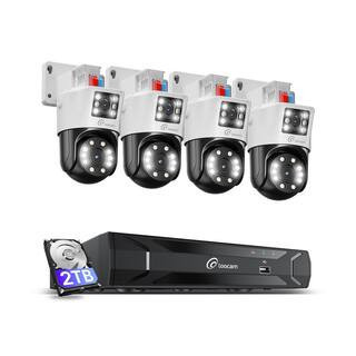 8-Channel 4K(4MP+4MP) Dual Lens PoE Camera System 2TB HDD, Wired PT Spotlight Cameras, Smart Human Vehicle Detection | The Home Depot