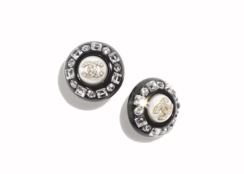 Women's Chanel Puces D'Oreilles EarringsCrystal (ABC325 B15467 NU642) in Black/Pearl White/Gold | StockX