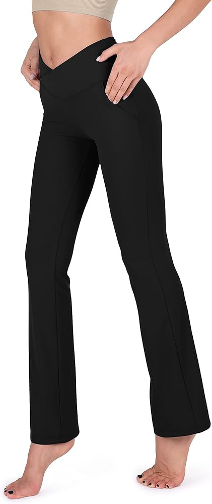 ODODOS Women's Bootcut Yoga Pants Tummy Control Non See Through Bootleg Gym Workout Pants | Amazon (US)