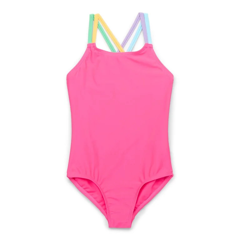 Wonder Nation Girls One Piece Swimsuit with UPF50+ | Walmart (US)