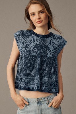 Pilcro Cotton Cap-Sleeve Swing Sweater Top | Anthropologie (US)