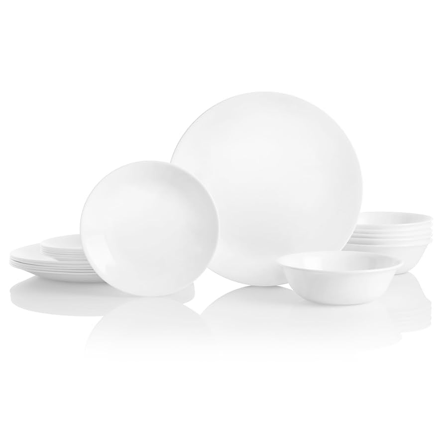 Corelle Vitrelle 18-Piece Service for 6 Dinnerware Set Triple Layer Glass and Chip Resistant, Lig... | Amazon (US)