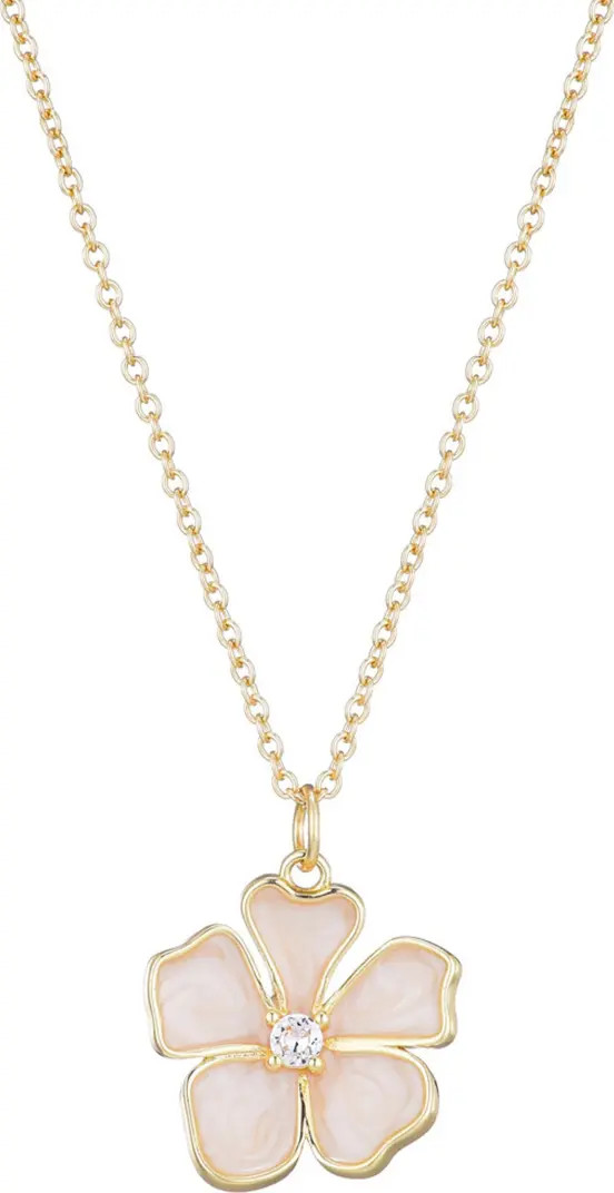 Mother-of-Pearl & Cubic Zirconia Flower Pendant Necklace | Nordstrom Rack