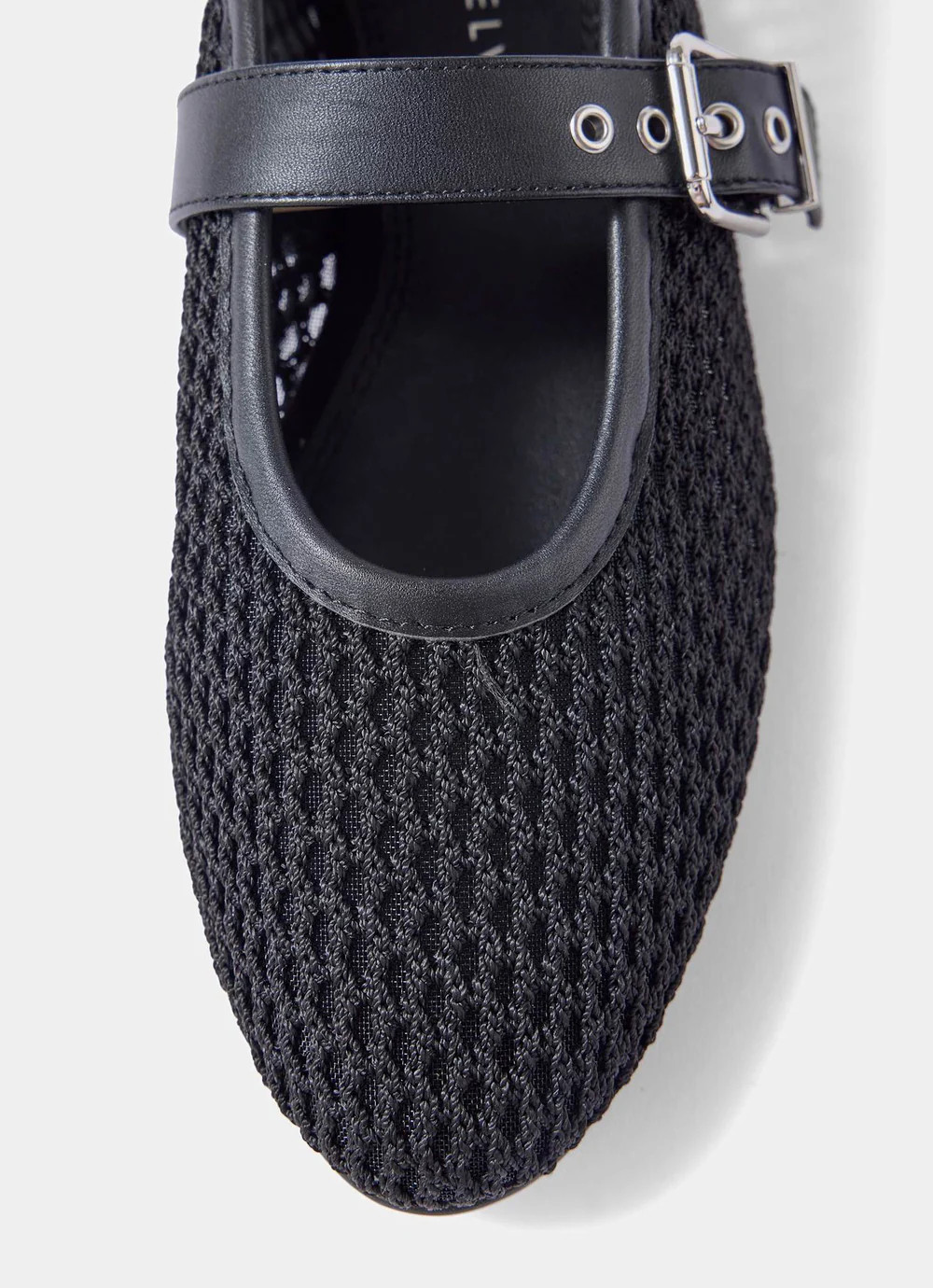 Trixie Black Mesh Ballet Flat Pumps | Mint Velvet