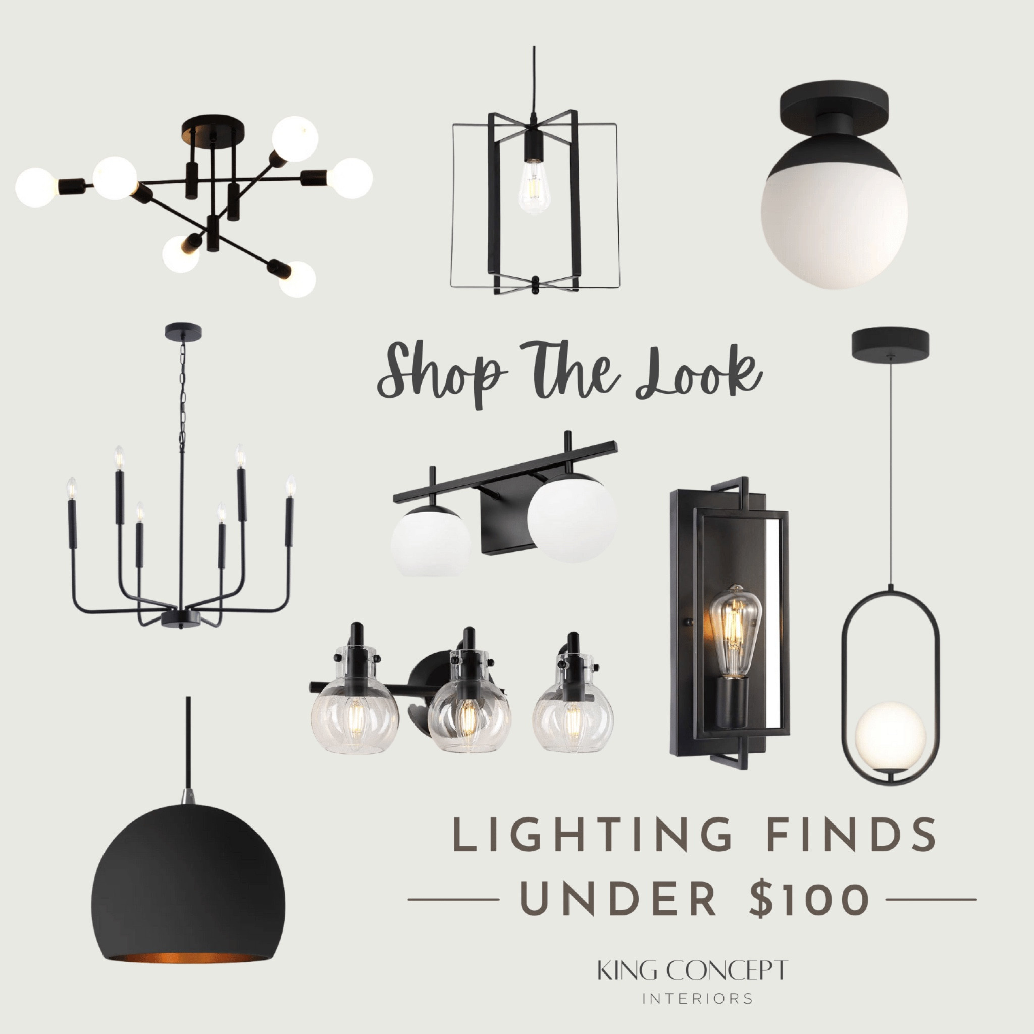 Shop hand -picked lighting finds under $100! Modern Lighting, Lighting Under $100, Matte Black Lighting, Trendy Lighting, Chandeliers, Pendant Lights, Sconces, Semi-Flush

#LTKhome
