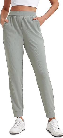 CRZ YOGA Comfy Ribbed Sweatpants Women High Waisted Lounge Casual Travel Joggers Sweat Pants with Pockets | Amazon (US)