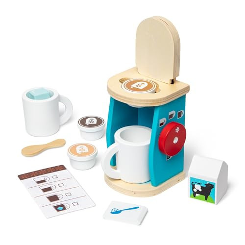 Melissa & Doug 11-Piece Brew and Serve Wooden Coffee Maker Set - Play Kitchen Accessories Pretend Play Kitchen Accessories Kids Coffee Maker Set for Girls and Boys | Amazon (US)