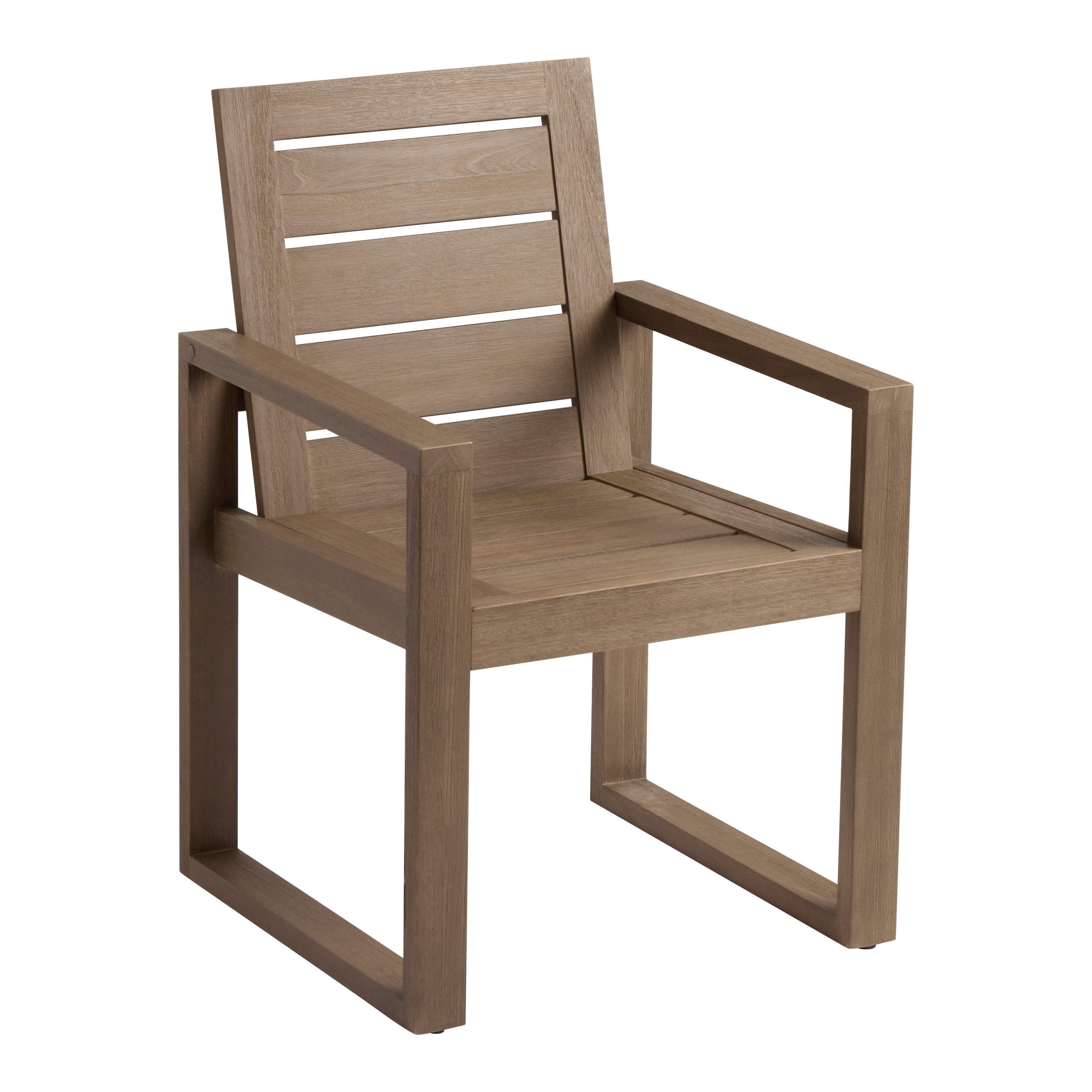 Corsica Slatted Eucalyptus Sled Leg Outdoor Dining Armchair | World Market