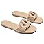 Coutgo Women's Open Toe Leather Summer Slide Sandals | Amazon (US)
