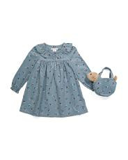Toddler Girls Printed Corduroy Dress With Dog Purse | TJ Maxx