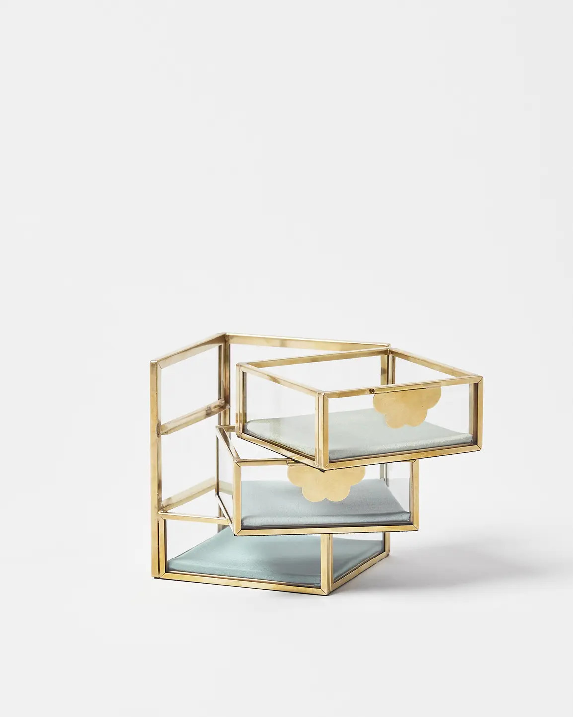 Gold & Glass Green Satin Swivel Box | Oliver Bonas IE | Oliver Bonas (Global)