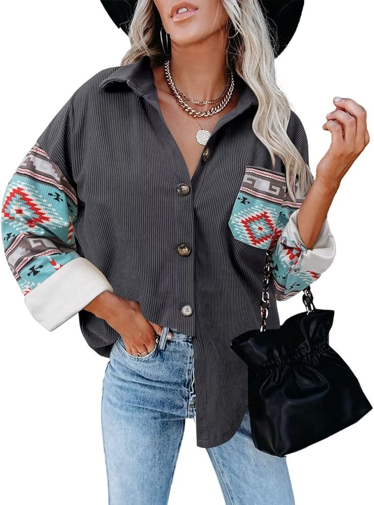 ZOLUCKY Womens Shacket Jacket Flannel Shacket Fall Plaid Jackets Long Sleeve Button Down Shirts Boyf | Amazon (US)