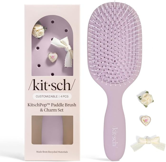 KitschPop™ Paddle Hairbrush for Women – Flexible Bristles Paddle Brush for Less Breakage, Sca... | Amazon (US)