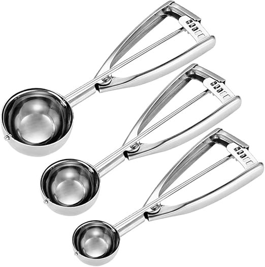 Cookie Scoop Set - Small/1 Tbsp, Medium/2 Tbsp, Large/3 Tbsp - Cookie Dough Scoop, Cookie Scoops ... | Amazon (US)