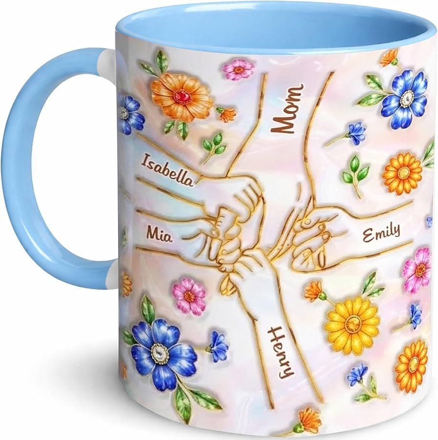 LOVELYPOD Personalized Mom Coffee Mug With Kids Names, You Hold Our Hands Also Our Hearts Mug, Co... | Amazon (US)