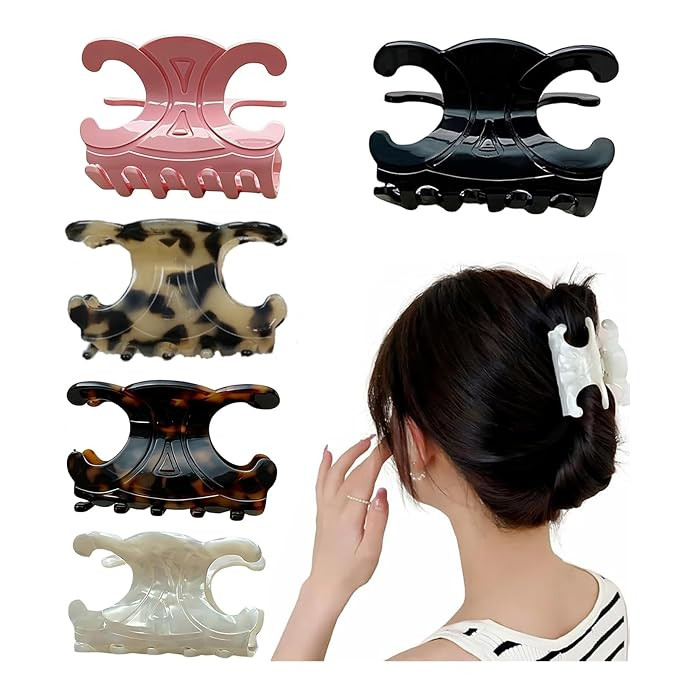 5 PCS Premium Durable Acetate Butterfly Hair Clips, Medium Size Hair Claw Clips with Secure Hold,... | Amazon (US)