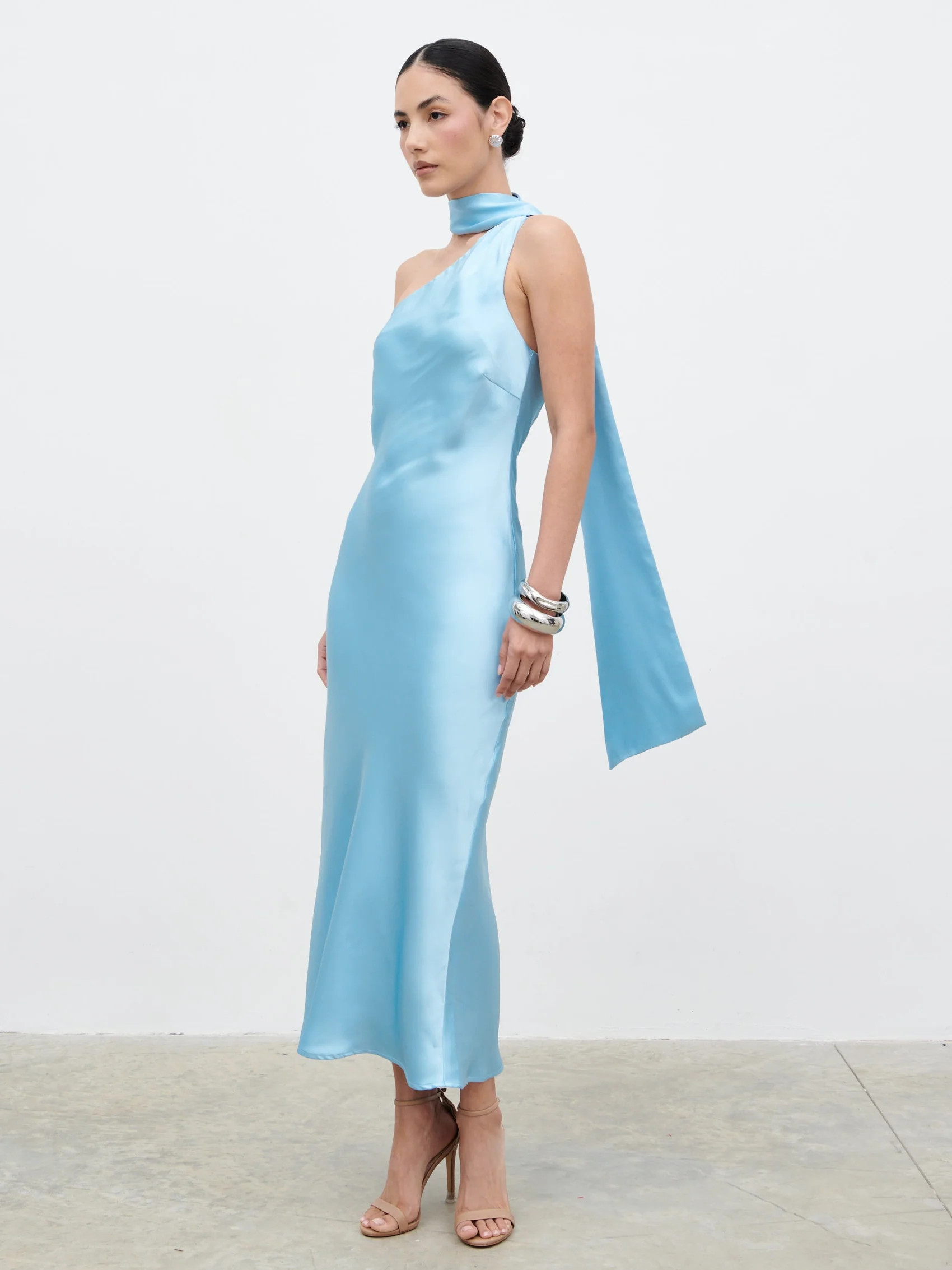 Sheree Scarf Midaxi Dress - Sky Blue | Pretty Lavish (UK)