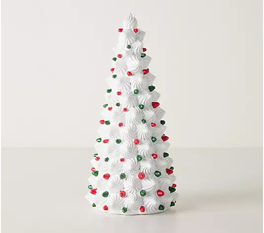 10" Glittered Meringue cone Tree by Valerie - QVC.com | QVC
