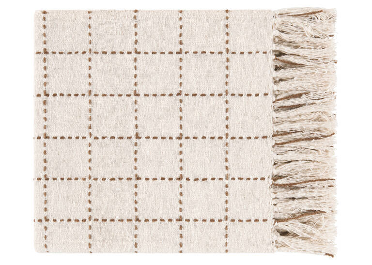 Hendricks Cotton Check Throw Nat/Caramel | Urban Barn
