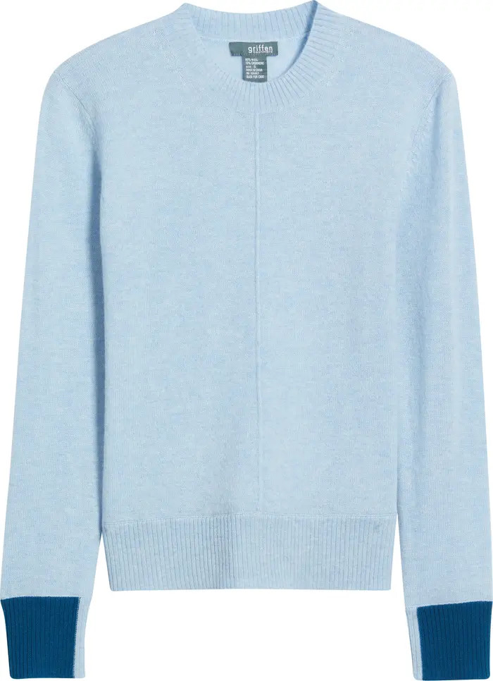 Contrast Trim Wool & Cashmere Crewneck Sweater | Nordstrom