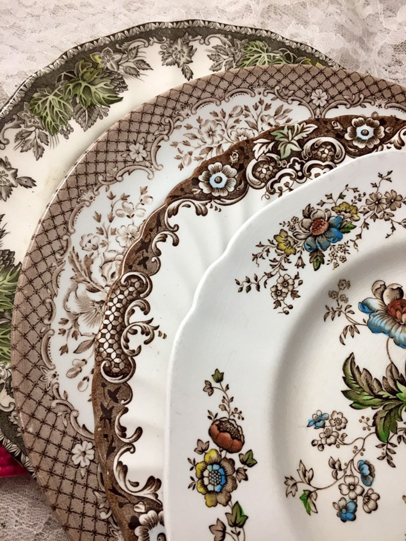 Vintage Mismatched Brown Transferware Dinner Plates Farmhouse | Etsy | Etsy (US)