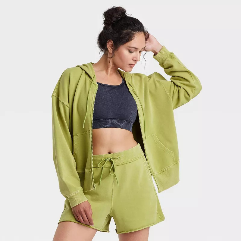 Women's Full Zip French Terry Acid Wash Hoodie - JoyLab™ | Target