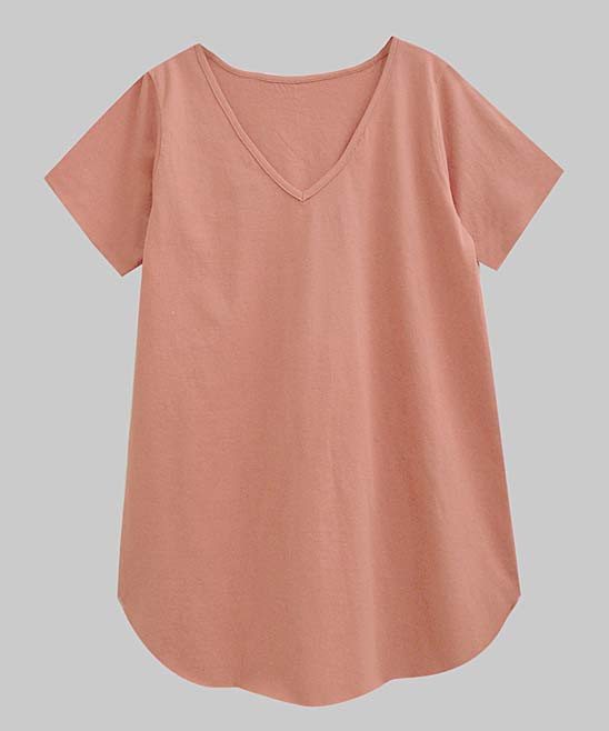 A.T.U.N. Women's Tee Shirts crepe - Crepe Pink V-Neck Tee - Women | Zulily