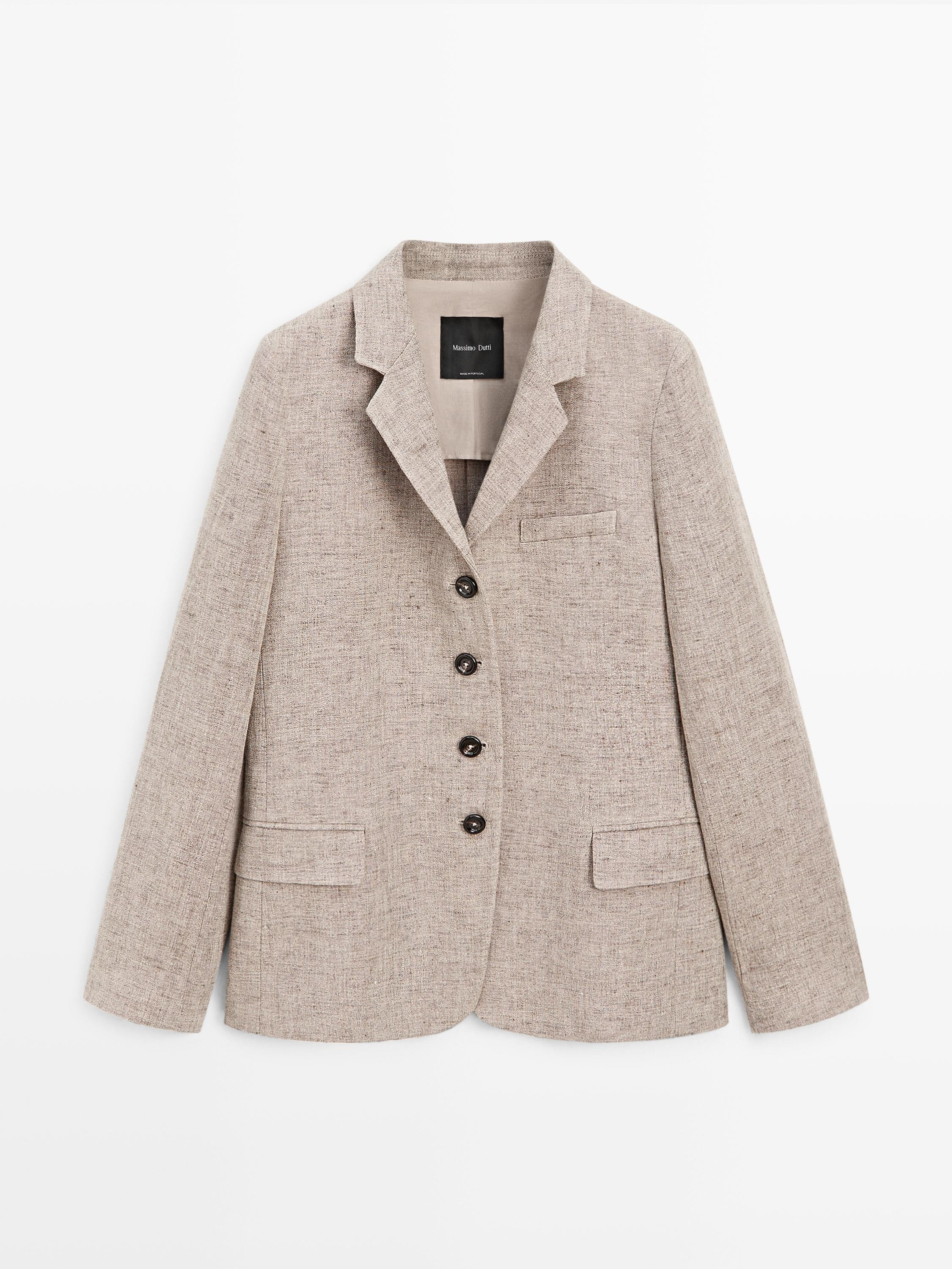 Linnen melange blazer | Massimo Dutti NL