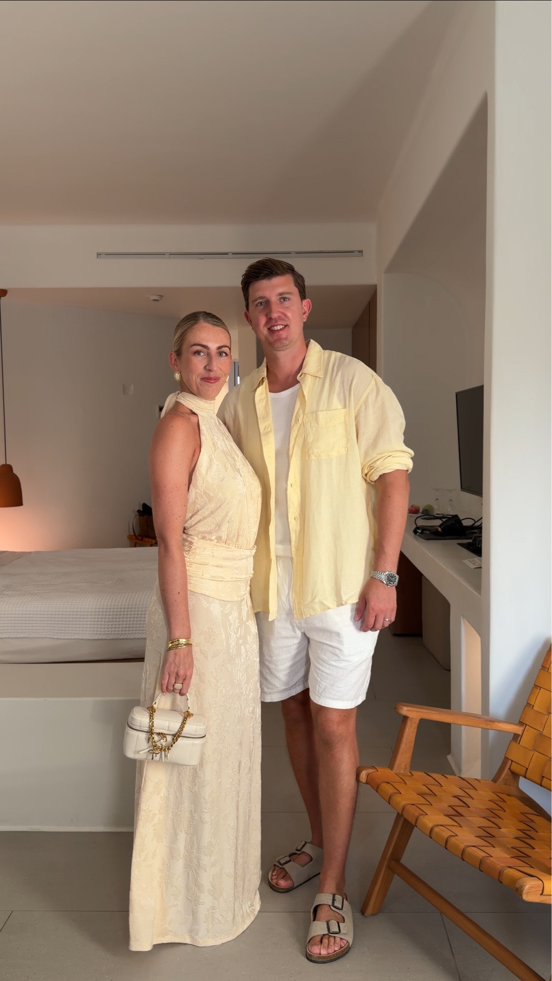 Couple holiday outfit for dinner in Santorini 💛🌅 

Holiday outfits, halter neck dresses, men’s linen shirt, men’s linen short, top handle bag, Santorini outfits

#LTKsummer #LTKtravel #LTKdresses