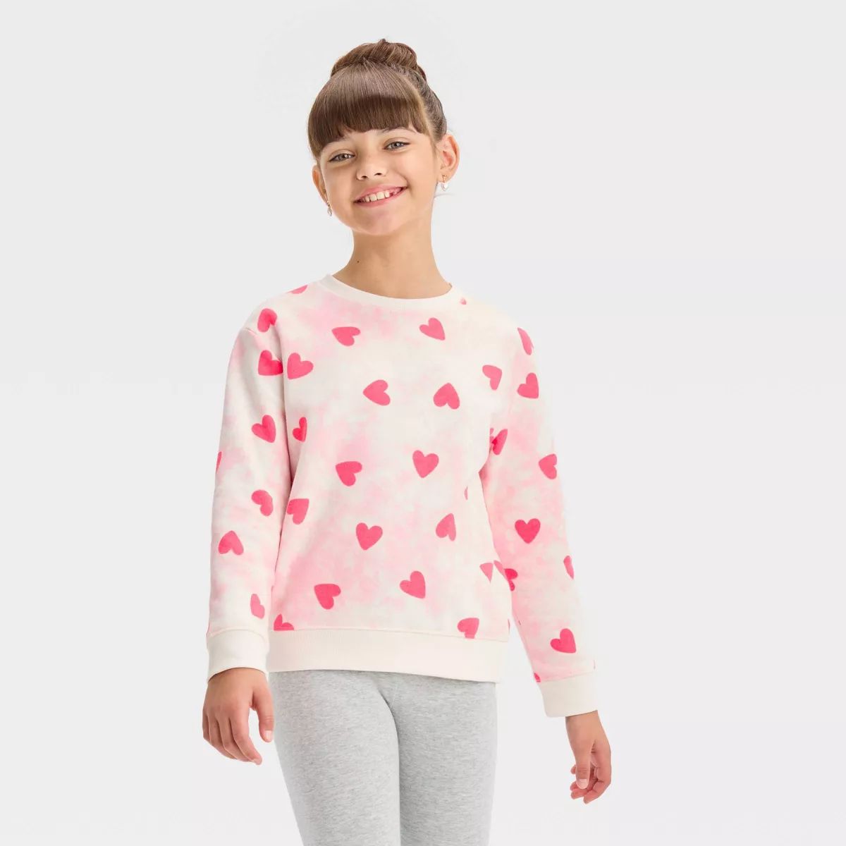 Girls' Valentine's Day Tie-Dye Pullover Sweatshirt - Cat & Jack™ Pink | Target
