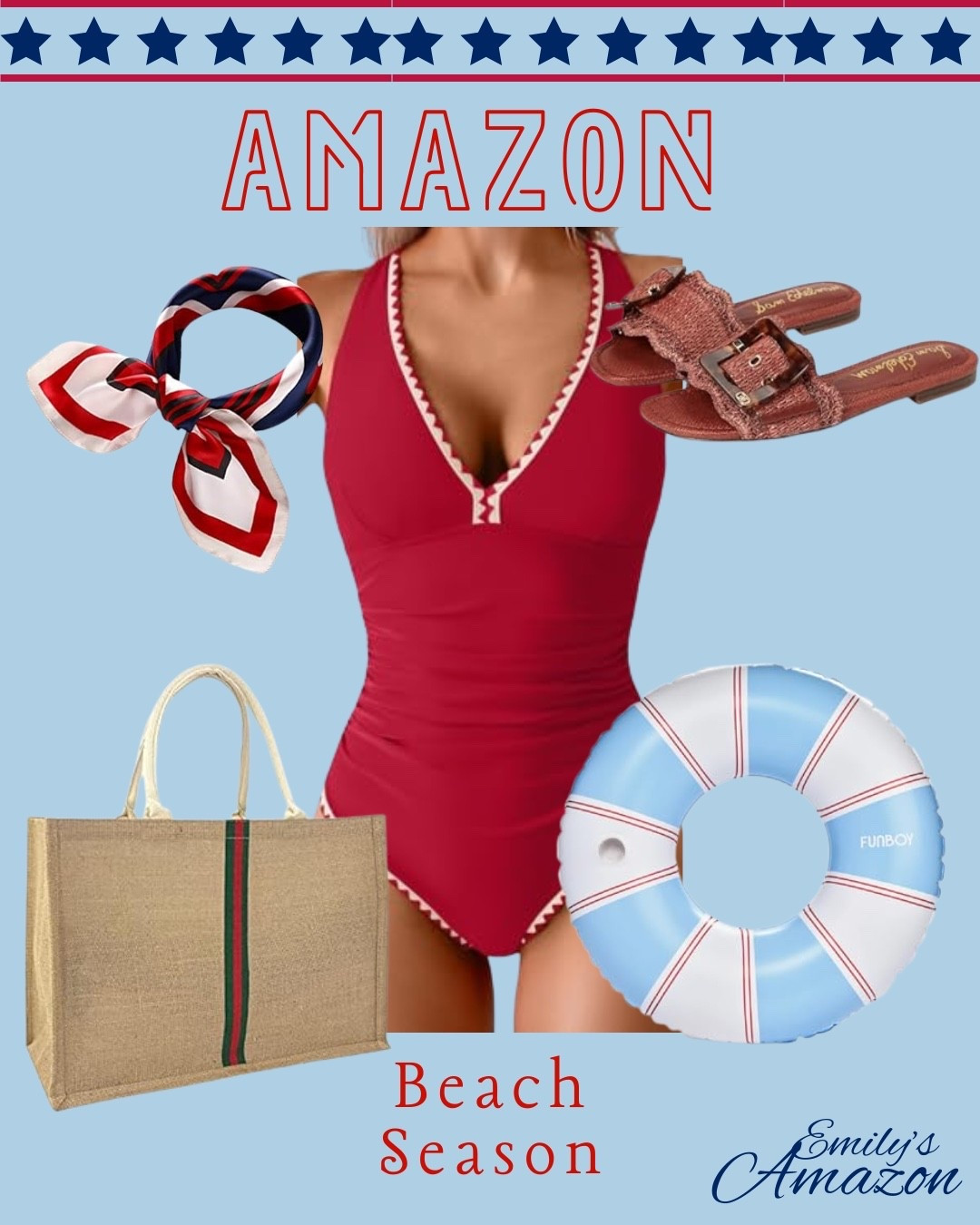 Get ready for the beach with these must-have essentials! Perfect for a fun day by the ocean. Keep your essentials safe and stylish with this woven tote. Stay afloat and comfortable with our inflatable pool float.  #swim #amazon #fouthofjuly

#LTKSeasonal #LTKSwim #LTKTravel