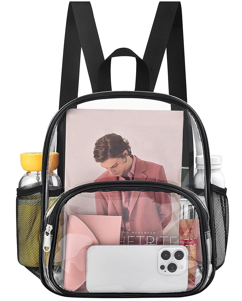 Clear Backpack for Stadium Events Clear Backpack 12x12x6 with Front Pocket for Concert Sport Fash... | Amazon (US)