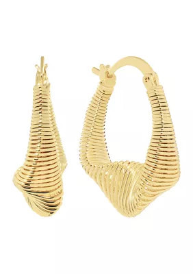 Belk Silverworks Plated Slink Oblong Hoop Earrings, Gold | Belk