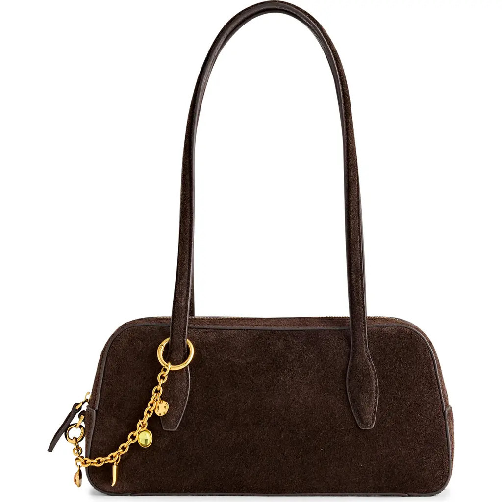 Madewell The Suede Top Zip Mini Shoulder Bag in Dark Carob at Nordstrom | Nordstrom