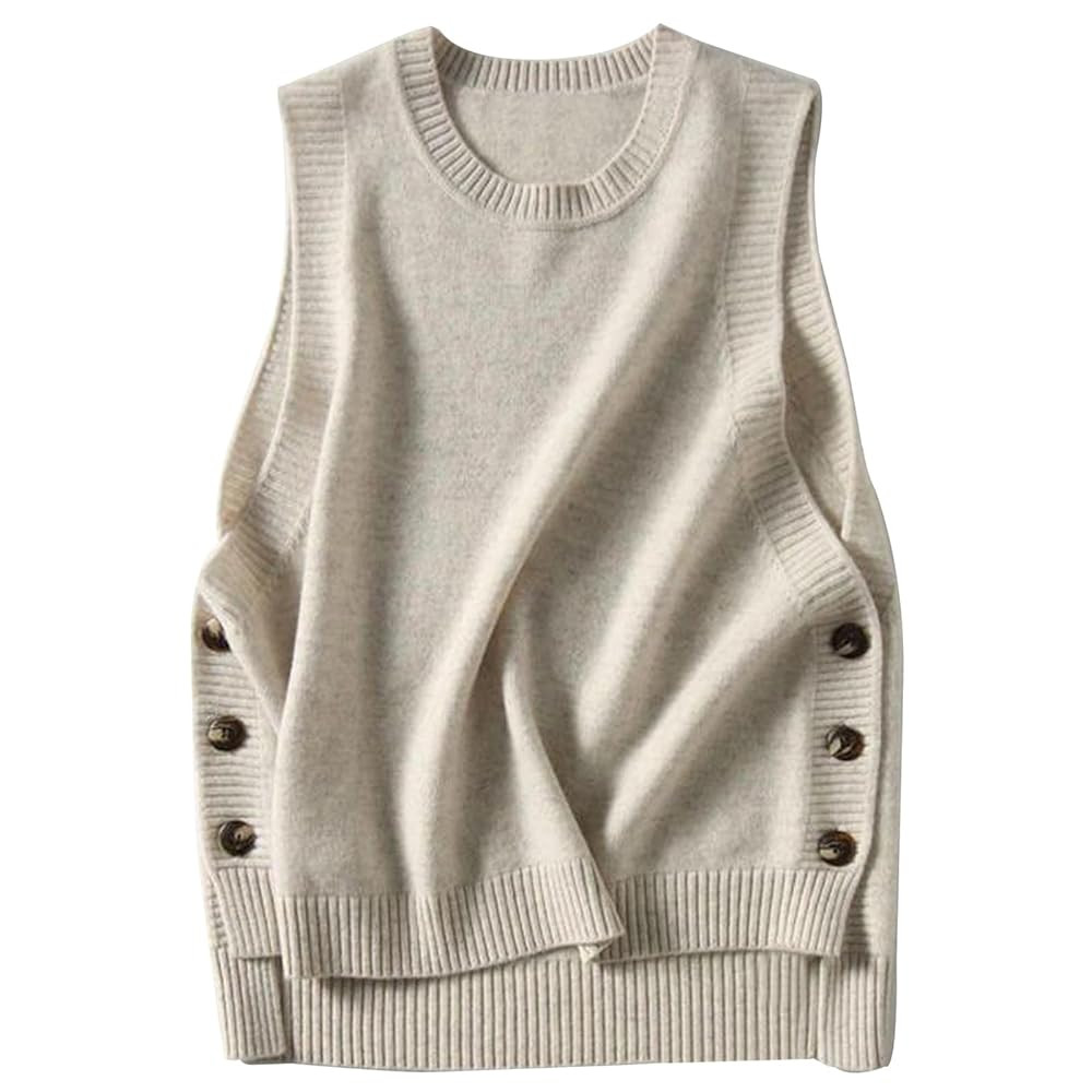 Wowcarbazole Women's Sleeveless Sweater Vest Casual Crew Neck Ribbed Knit Pullover Tops Loose Fit... | Amazon (US)