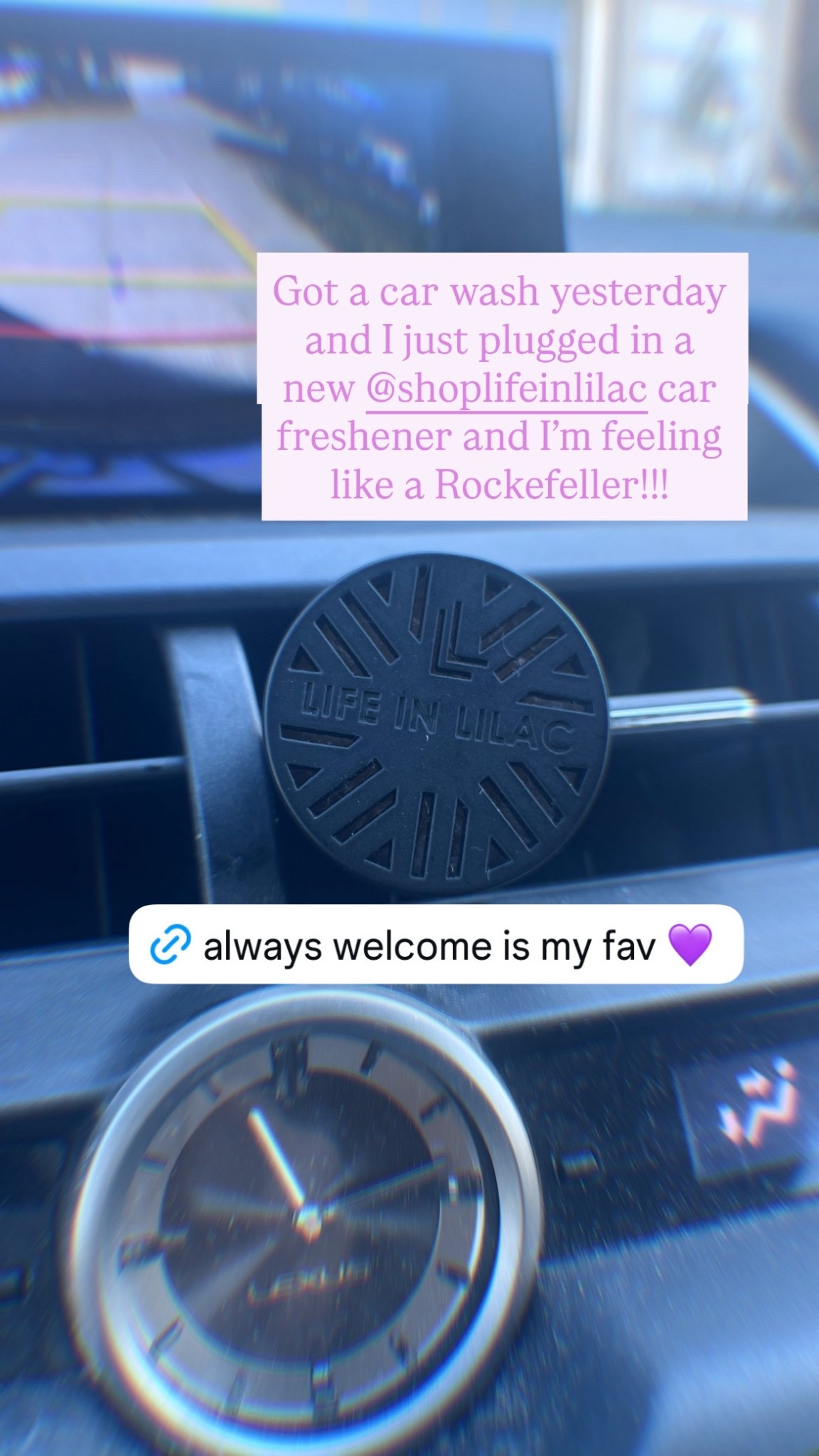 Car accessories
Life in lilac
Clean fragrance


#LTKdayinmylife #LTKHome #LTKmomlife